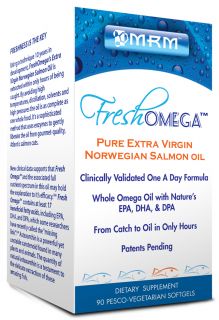 MRM   Fresh Omega Pure Extra Virgin Norwegian Salmon Oil   90 Vegetarian Capsules