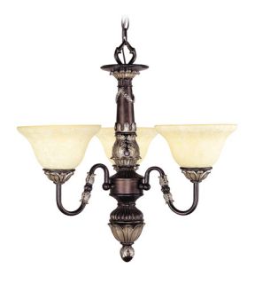 Sovereign 3 Light Chandeliers in Hand Rubbed Bronze With Antique Silver Accents 8303 40