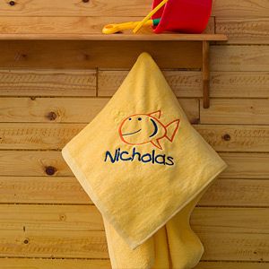 Personalized Yellow Beach Towel For Kids   Go Fish