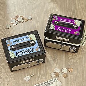 Personalized Kids Cash Box Safe   Black