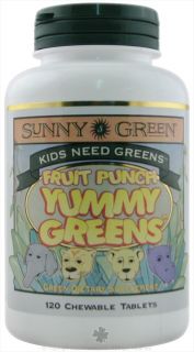 Sunny Green   Yummy Greens Fruit Punch   120 Chewable Tablets