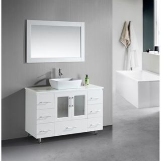Design Element Stanton 48 Single Sink Vanity Set with Vessel Sink   White
