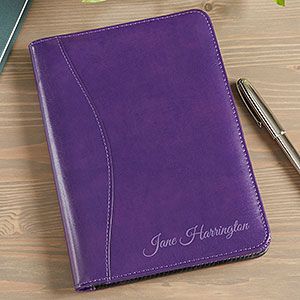 Personalized Leather Padfolio   Plum