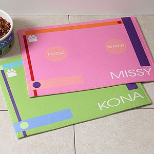 Personalized Pet Food Place Mat   Designer Dining