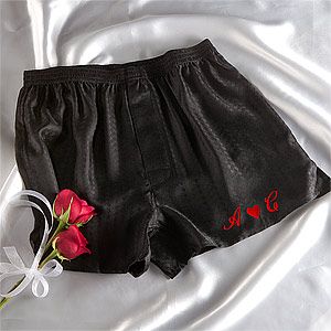 Embroidered Silk Boxer Shorts   Black Silk Style