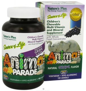 Natures Plus   Animal Parade Childrens Chewable Multi Grape   180 Chewable Tablets