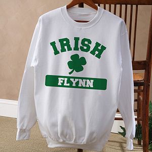 Personalized Irish Shamrock Sweatshirts   White