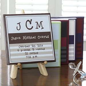 Personalized Baby Boy Announcement Canvas Wall Art