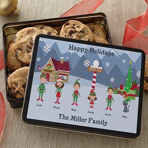 Family Character Personalized Holiday Cookie Tin