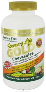Natures Plus   Source Of Life Gold Chewables Ultimate Multi Vitamin Delicious Tropical Fruit Flavor   90 Tablets