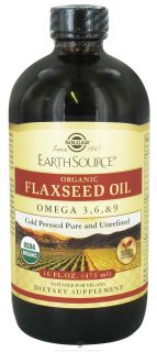 Solgar   Earth Source Organic Flaxseed Oil Omega 3 6 9   16 oz.