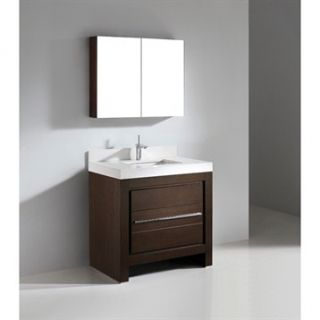 Madeli Vicenza 36 Bathroom Vanity with Quartzstone Top   Walnut