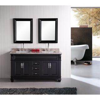 Design Element Hudson 60 Double Sink Bathroom Vanity   Black