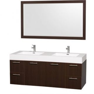 Amare 60 Wall Mounted Double Bathroom Vanity Set with Integrated Sinks by Wyndh