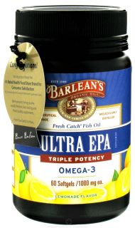 Barleans   Fresh Catch Fish Oil Ultra EPA Triple Potency Omega 3 Lemonade Flavor 1000 mg.   60 Softgels Formerly Fresh Catch High EPA