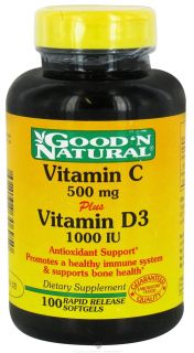 Good N Natural   Vitamin C 500 mg Plus Vitamin D3 1000 IU   100 Softgels