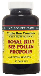 YS Organic Bee Farms   Triple Bee Complex + Royal Jelly, Bee Pollen,Propolis & Korean Ginseng   90 Capsules