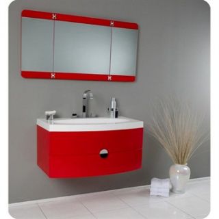 Fresca Energia Red Modern Bathroom Vanity with Three Panel Folding Mirror