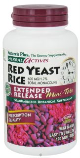 Natures Plus   Herbal Actives Red Yeast Rice Mini Tabs Extended Release 600 mg.   120 Tablets