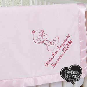 Personalized Girls Pink Baby Blanket   Precious Moments
