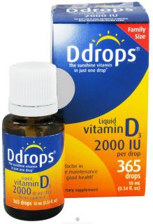 Ddrops   Liquid Vitamin D3 365 Drops 2000 IU   0.34 oz.