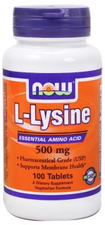NOW Foods   L Lysine Vegetarian 500 mg.   100 Tablets