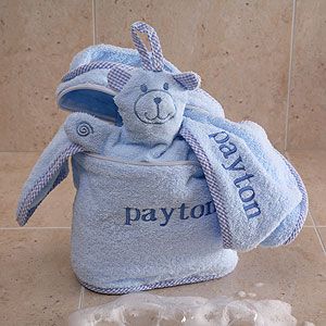 Personalized Baby Terry Bath Set   Blue