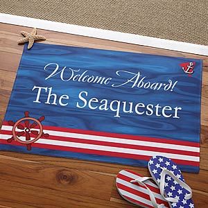 Personalized Boat Floor Mat   Welcome Aboard Design