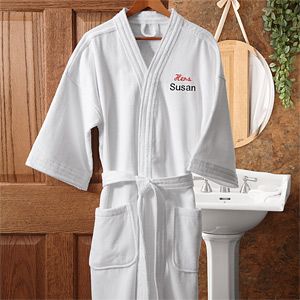 Hers Embroidered Velour Spa Robe   His and Hers Design
