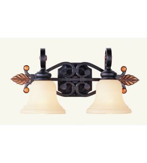 Tuscany 2 Light Bathroom Vanity Lights in Copper Bronze With Aged Gold Leaves 4412 56