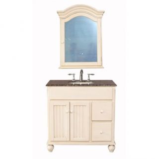 Stufurhome 36 Single Sink Vanity with Baltic Brown Granite Top And Mirror   Sno