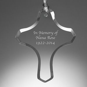 Personalized Memorial Glass Cross Ornament