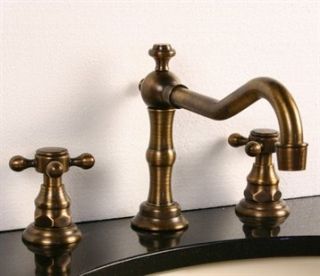 Heritage 2 Widespread Bathroom Faucet   Antique Brass