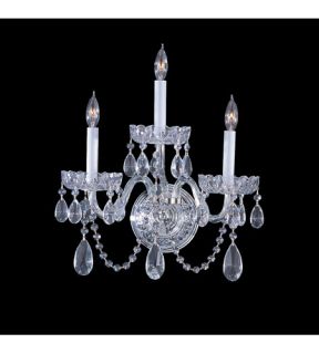 Traditional Crystal 3 Light Wall Sconces in Polished Chrome 1033 CH CL MWP
