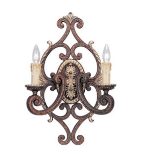 Seville 2 Light Wall Sconces in Palacial Bronze With Gilded Accents 8862 64