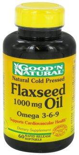 Good N Natural   Organic Flaxseed Oil Omega 3 6 9 1000 mg.   60 Softgels