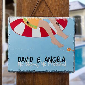 Personalized Swimming Pool Signs   No Shoes No Problem