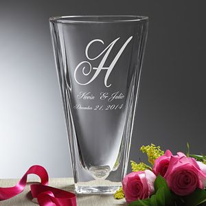 Engraved Crystal Flower Vase   Monogram & Names