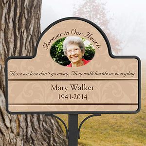 Personalized Memorial Photo Garden Stake   Forever In Our Hearts