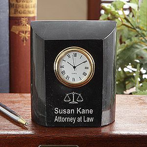 Personalized Attorney At Law Marble Desk Clock