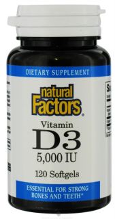 Natural Factors   Vitamin D3 5000 IU   120 Softgels