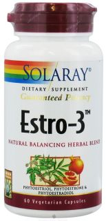 Solaray   Guaranteed Potency Estro 3 Natural Balancing Herbal Blend   60 Vegetarian Capsules