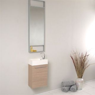 Fresca Pulito Small Light Oak Modern Bathroom Vanity with Tall Mirror