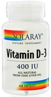 Solaray   Vitamin D 3 400 IU   120 Softgels