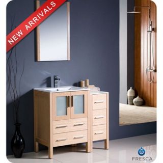 Fresca Torino 36 Light Oak Modern Bathroom Vanity with Side Cabinet & Integrate