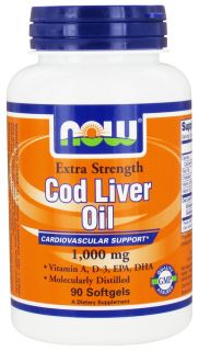 NOW Foods   Cod Liver Oil Extra Strength 1000 mg.   90 Softgels