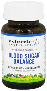 Eclectic Institute   Blood Sugar Balance Freeze Dried Devils Club Huckleberry Concentrate 335 mg.   45 Vegetarian Capsules
