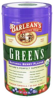 Barleans   Greens Powder Formula Natural Berry Flavor   8.78 oz.