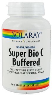 Solaray   Super Bio C Buffered Two Stage Timed Release   100 Vegetarian Capsules