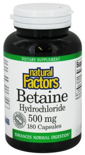 Natural Factors   Betaine Hydrochloride (HCL)   180 Capsules